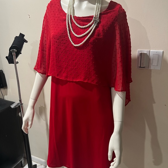 glamour nights red cape dress/size 14/nwt - Picture 3 of 15